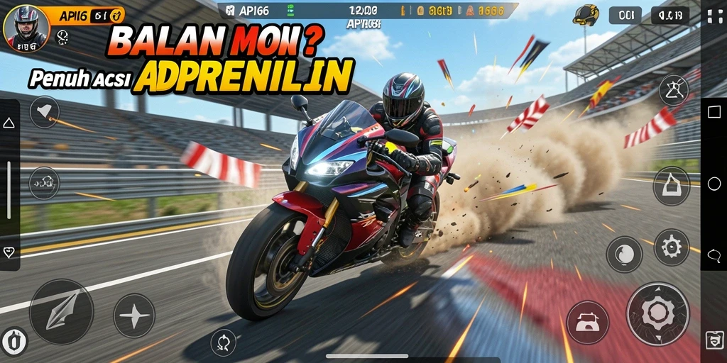 Tampilan gameplay seru di API66 dengan aksi balapan motor yang menegangkan.