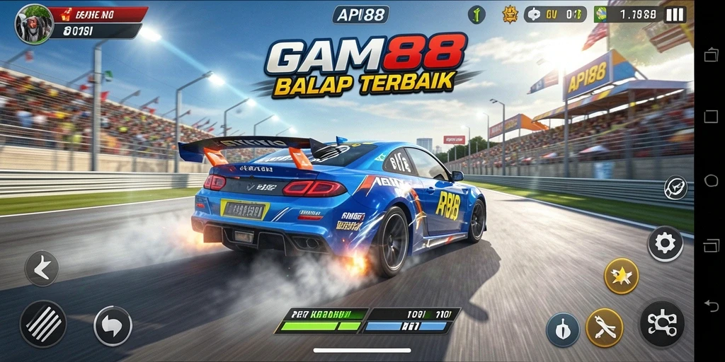 Screenshot gameplay API88 menunjukkan aksi balap yang intens.