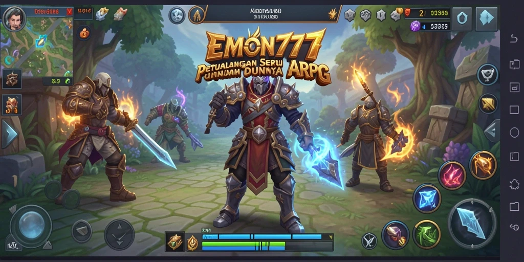 Tangkapan layar gameplay EMON777 menunjukkan aksi petualangan yang epik.