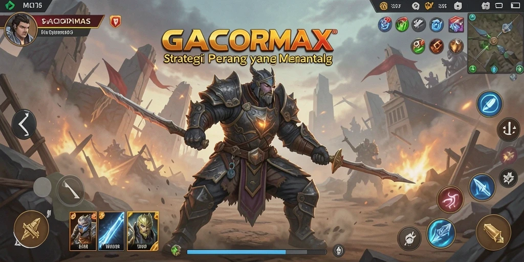 Tampilan gameplay GACORMAX menampilkan pertempuran strategis yang intens.