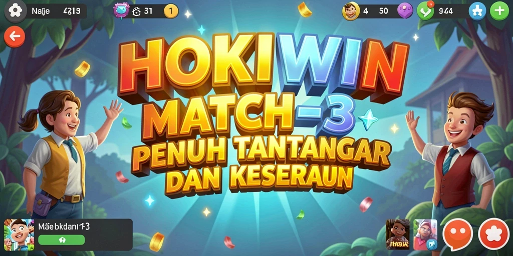 Screenshot gameplay HOKIWIN menampilkan aksi Match-3 yang menarik dan seru.
