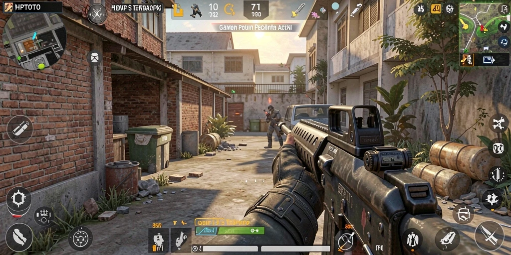Gameplay seru HPTOTO dengan aksi tembak-menembak intens.