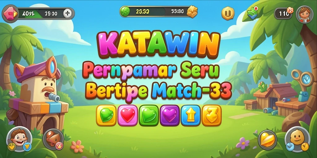 Gambaran gameplay Match-3 yang mengasyikkan di KATAWIN.