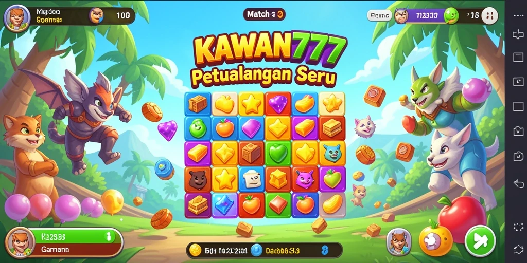 Gameplay KAWAN777 yang seru dalam genre Match-3.