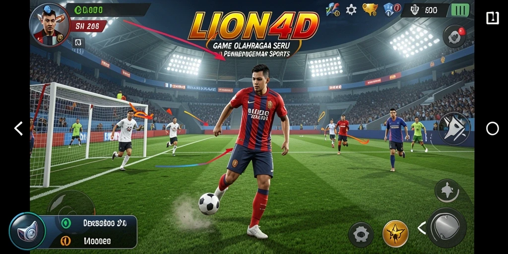 Tampilan gameplay seru LION4D dengan aksi olahraga mendebarkan.