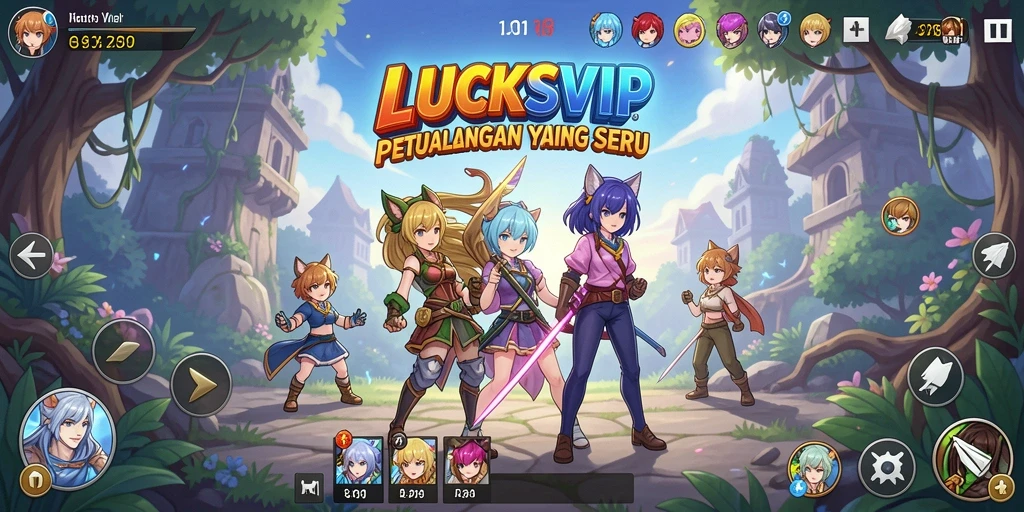Screenshot gameplay LUCKSVIP yang menunjukkan pertarungan karakter anime.