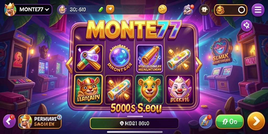 Menampilkan pengalaman seru bermain Slot di MONTE77.