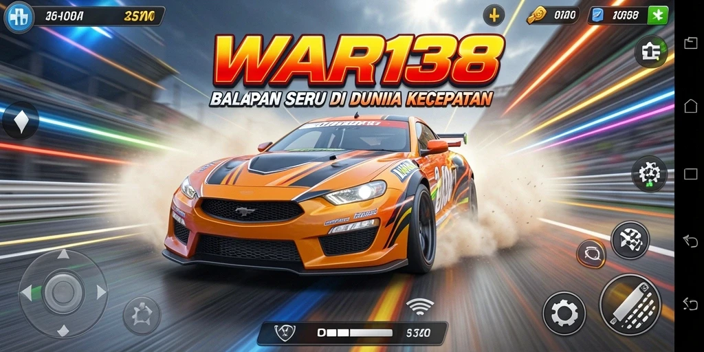 Gameplay Racing yang mendebarkan dengan mobil dan lintasan berwarna-warni.