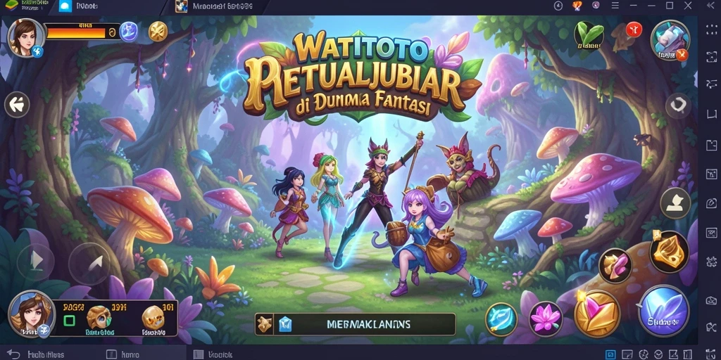 Screenshot utama gameplay WATITOTO menampilkan petualangan di dunia fantastis.