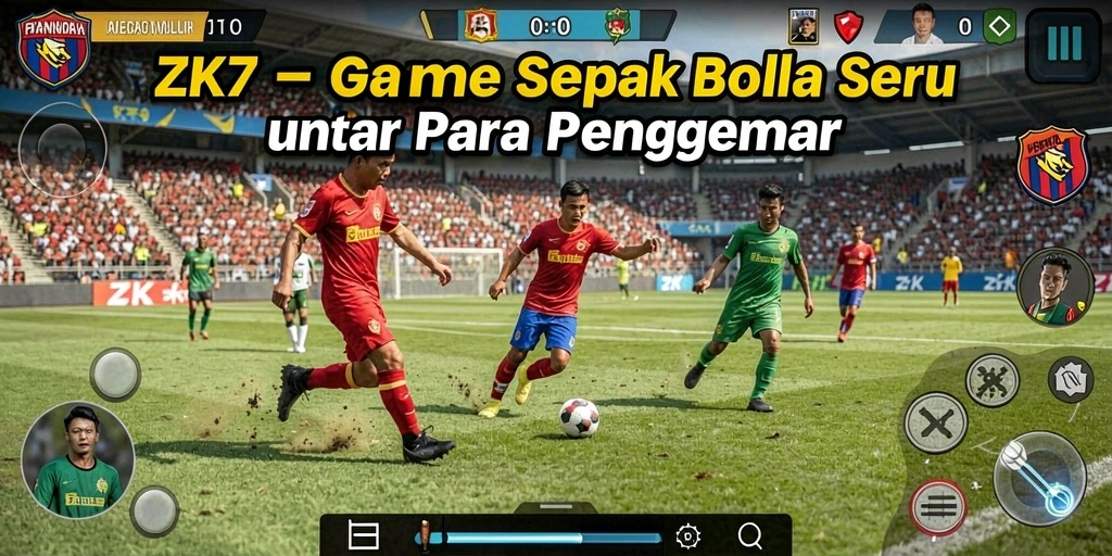 Screenshot ZK7 menampilkan aksi seru dalam pertandingan sepak bola.